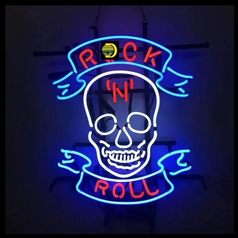 Neon Sign for ROCK Neon Bulb sign Rol handcraft neon signboard Beer Bar Club Pub Restaurant Skull Art neon light anuncio luminos