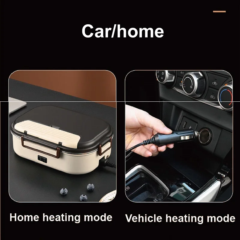 12v carro sem água elétrica lancheira 304 aço inoxidável aquecedor de alimentos bento lancheira 1200ml casa/exterior manter quente lancheira
