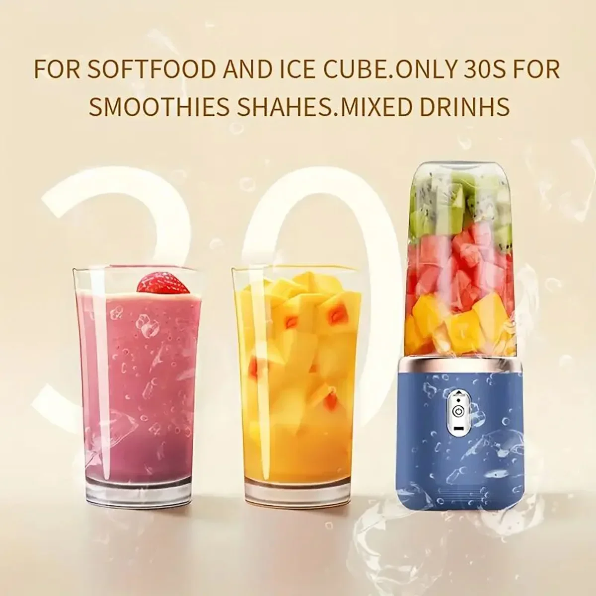 1 Portable Dual-Cup Juicer - USB Rechargeable, Compact & Durable, Includes Lanyard, Perfect for Smoothies & Breakfast On-the-Go.