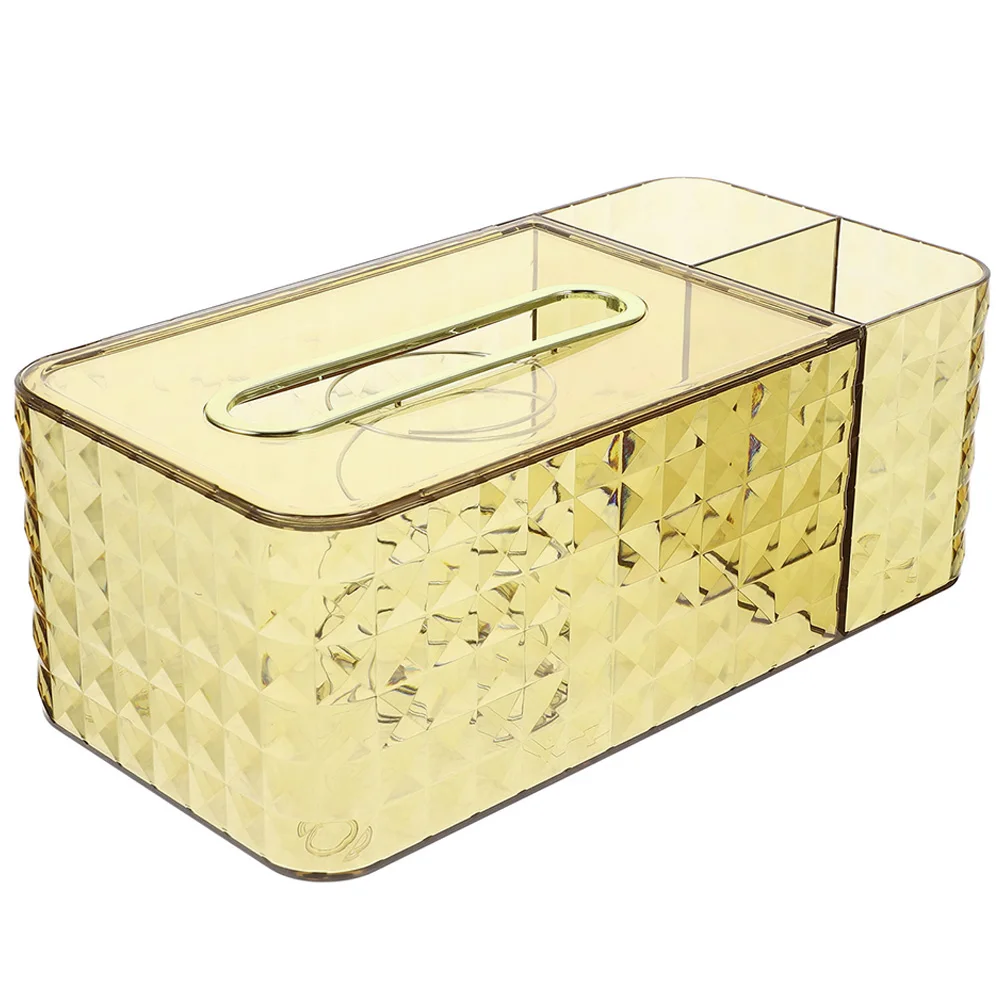 

Tissue Box Napkin Container ABS PET Gold Edge Wide Mouth Spring Release Non Slip Pad Home Hotel Car Large Capacity Storage
