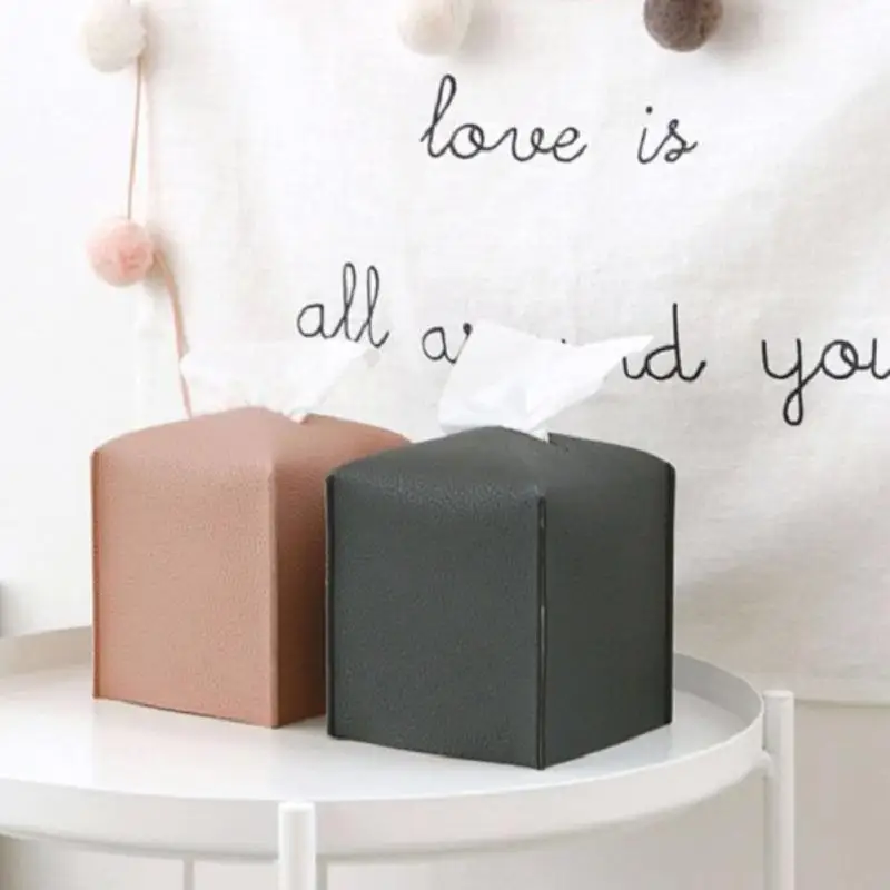 Cute Simplicity Modern Trendsetting Revolutionary Modern Pu Leather Tissue Box Stylish Leather Home Carrying Innovative Creative