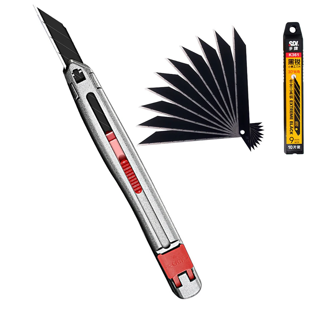 ALIWRAP Safety Anti-shaking Utility Knife Vinyl Cutter Car Wrap Stickers Window Tinting Film Paper Cutting Tool 9mm Black Blade