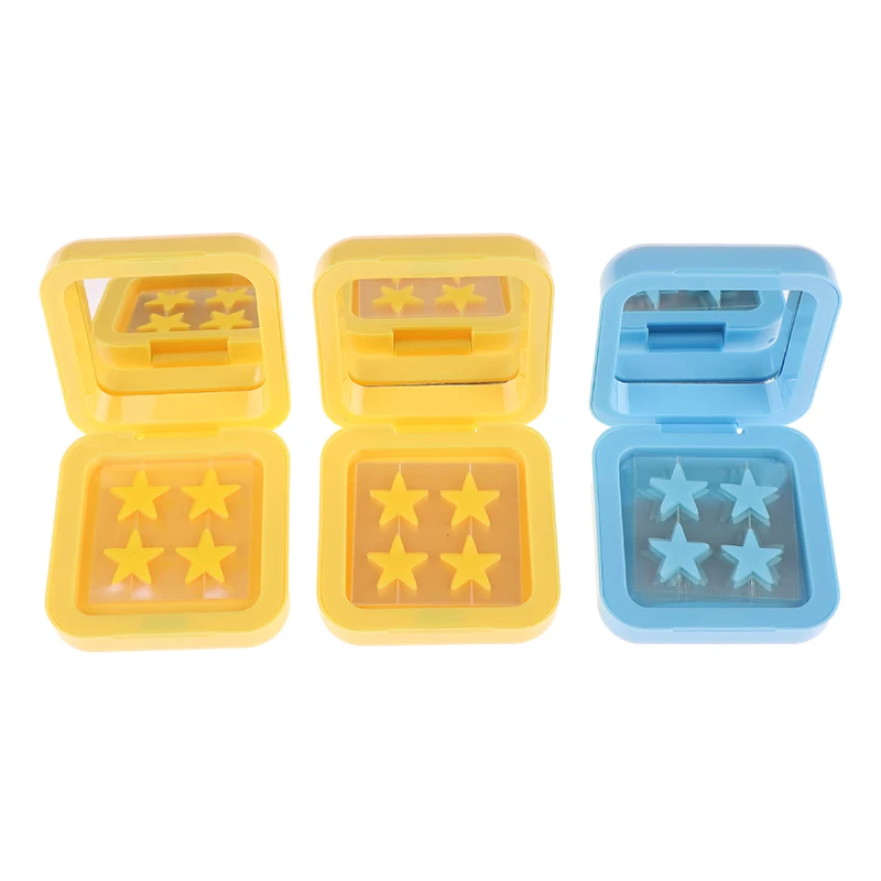 1Box Yellow/Blue Acne Patch Fade Repair Invisible Acne Removal Stickers Cute Concealer Makeup Tool Star Style With Mirror Box