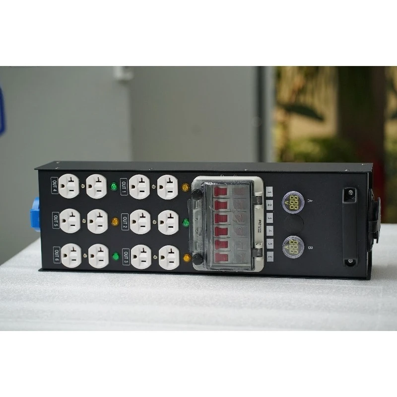 Small portable power distribution box 50a stage controller with 12 sockets, portable power distributor