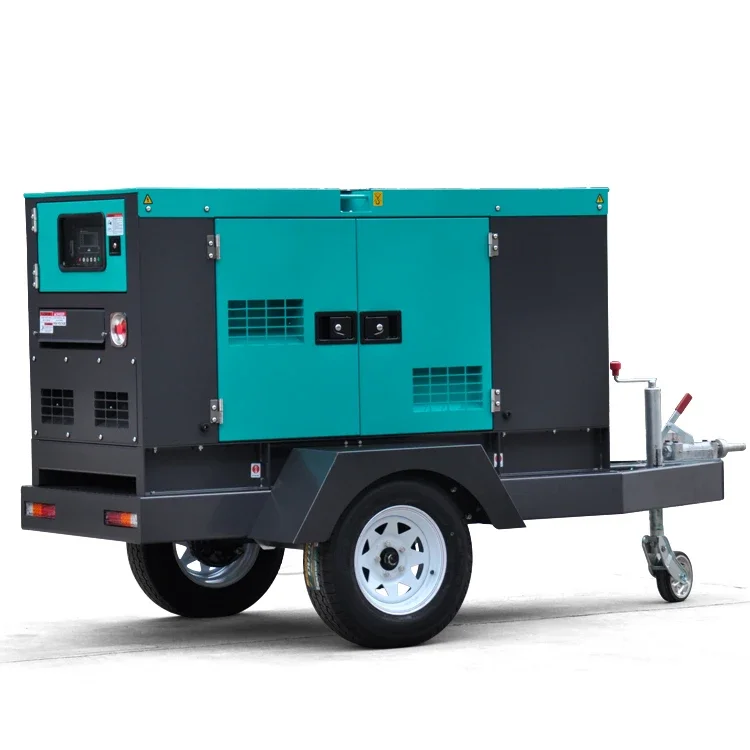 Portable silent trailer type generator diesel power with wkeels customizable for sale