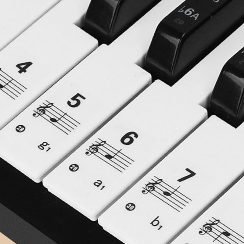 : 54/61/88 لون شفاف ملصقات لوحة مفاتيح البيانو لوحة المفاتيح الإلكترونية لمفتاح البيانو ستاف ملاحظة ملصق الرمز