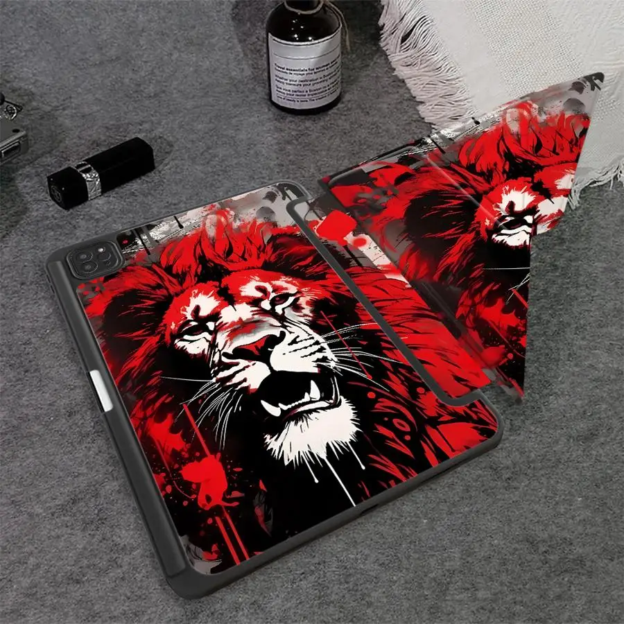 Tablet Case For iPad Pro 11th 10th 9th 8th 7th 12.9inch Air 4 5 M3 M2 1 2 M4 11inch Pro 2025 Mini 6 7 Holder Cover Abstract Lion