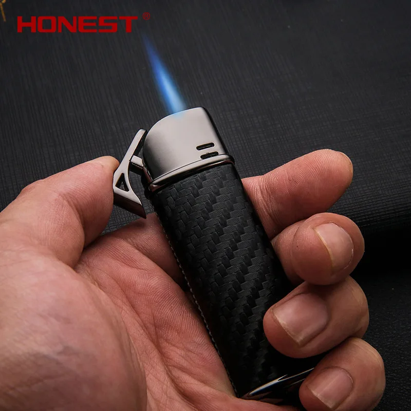 2022 HOINEST Inflatable Windproof Lighter Retro Foreskin Simple Creative Lighter Metal Jet Flashlight Cigar Lighter Smoking Gift