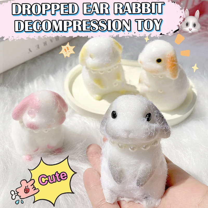 1Pcs Toy Rabbit Mochi Soft Rubber Toy Cute Rabbit Pinching Slow Rebound Decompression Vent Toy Stress Release Gift