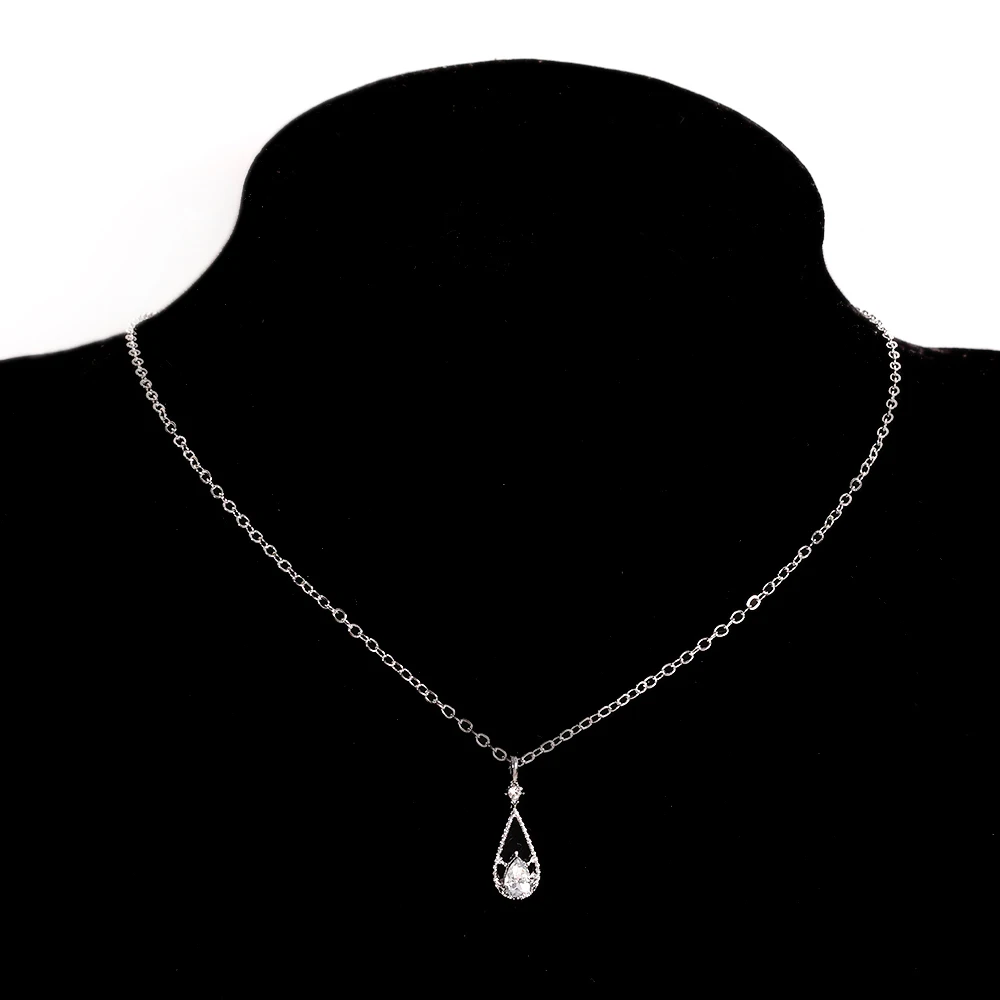 Fashion French Water Drop Zircon Necklaces Shiny Rhinestone Pendant Necklaces Commuter Versatile Collarbone Chains Accessories image 6