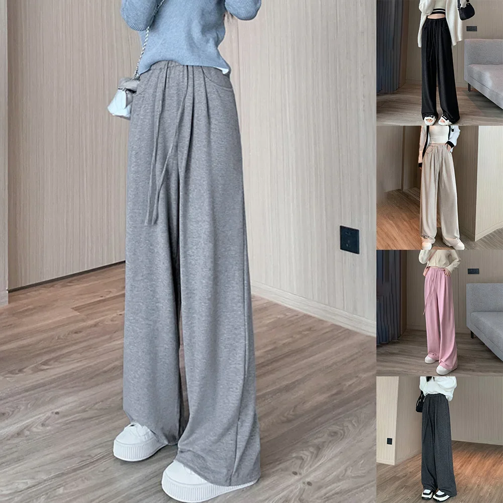 Casual Womens Pants Loose Trousers Casual Outfits M Pink Solid Color Pattern All Seasons Wear Daily Use Apparel