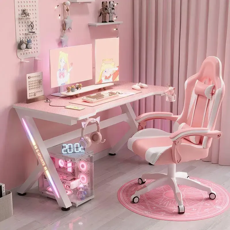 Q Pink Girl Computer Desks Design Organizers Keyboard Bedroom Luxury Computer Desks Monitor Quality Standing  Furniture