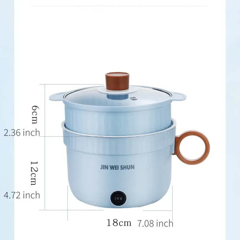 Multifunctional Electric Cooker 1pc Double Layer Dormitory Cooking Pot Noodle Pot Small Electric Pot Household Non-stick Pan