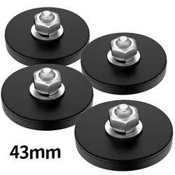 1-4 pz 43x6 forte magnete rivestito in gomma magnete al neodimio Base di montaggio ventosa con perno filettato M6 lampada per auto antigraffio