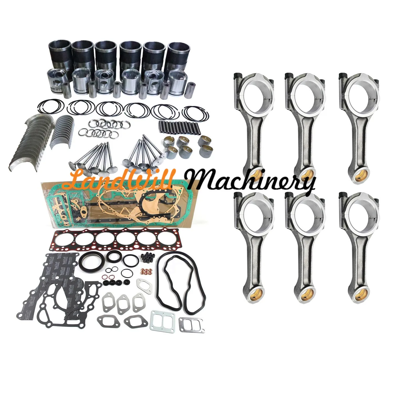 DB58 Overhaul Rebuild Kit + 6pcs Connecting Rod Fits DH220-5 DH225-7 DH259