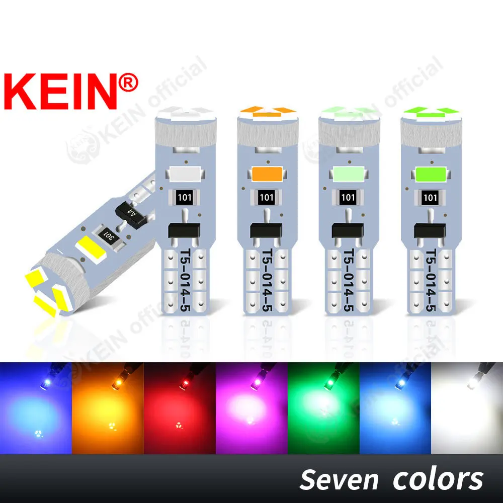 

KEIN 8PCS Non Polar 73 74 17 2721 T5 Led Bulb W3W 3014 Instrument Dashboard Plate Panel Warning Indicator Signal Lamp Car Light