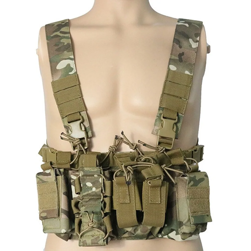 Military Tactical Vest Chest Hang Radio Bag Harness Front Holster Molle Rig Belly Pockets Airsoft Hunting Waist Pouch Adjustable