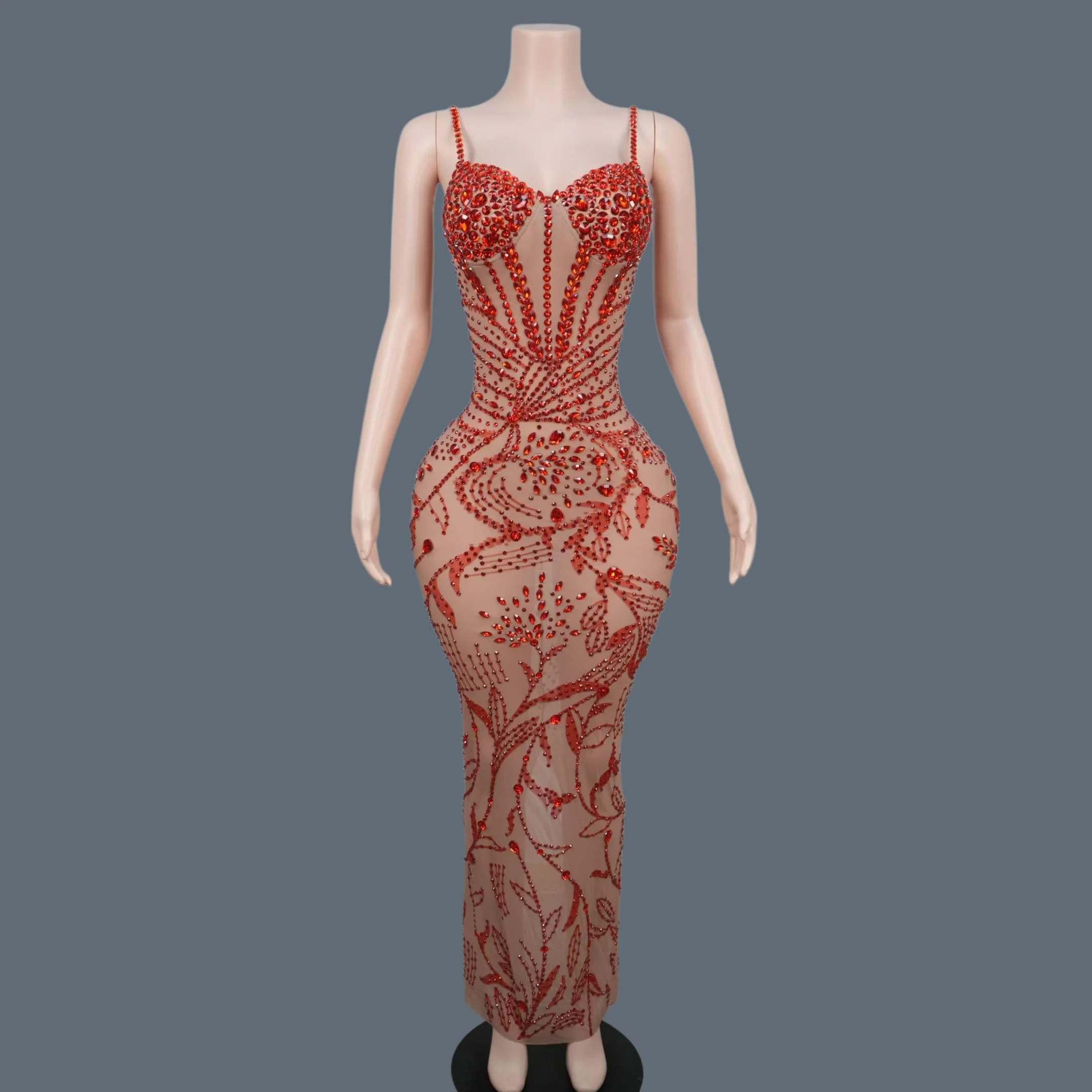 

Sparkly Luxury Rhinstone Slip Elegant Party Long Dress Women Sexy Performance Stage Outfit Birthday Party Evening Gown Zhiya