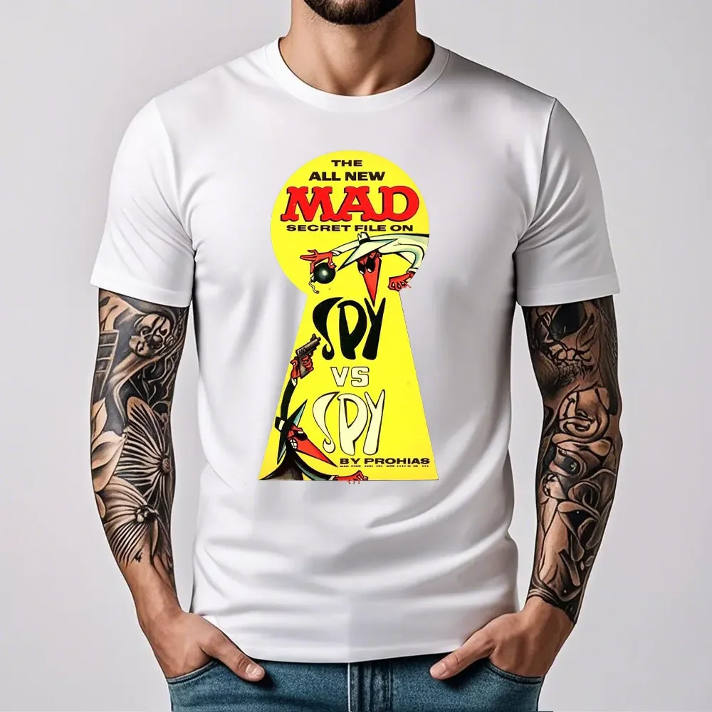 Spy Vs Spy Men's T Shirt Summer Cotton Crew Neck Humorous Retro 80s Cartoon Graphic Print Funny Vintage Inspired Fashion Tee