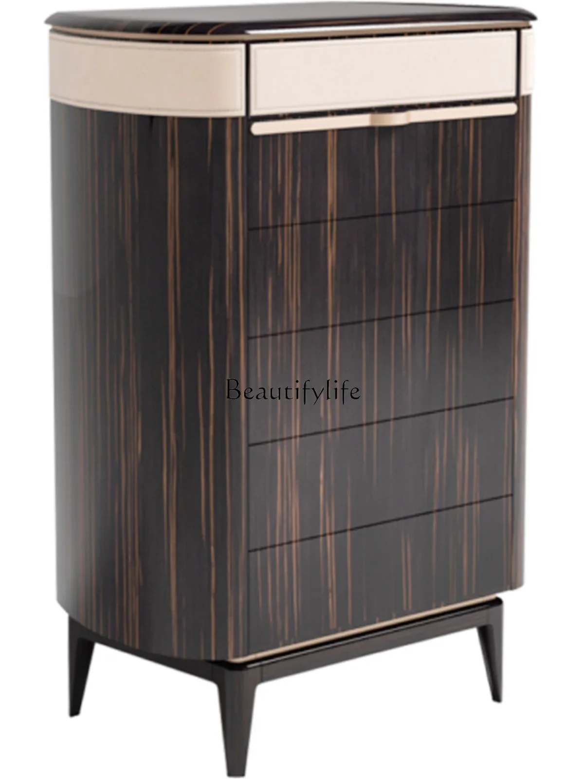 Post-Modern Light Luxury Italian Minimalist Bedroom Storage Entrance Cabinet Ebony Solid Wood Simple Style