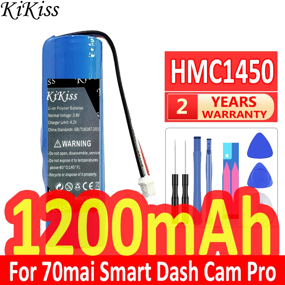 

KiKiss HMC 1450 1200mAh Li-ion Battery for 70mai 70 mai Smart Dash Cam Pro HMC1450 Replacement Batterie + tools