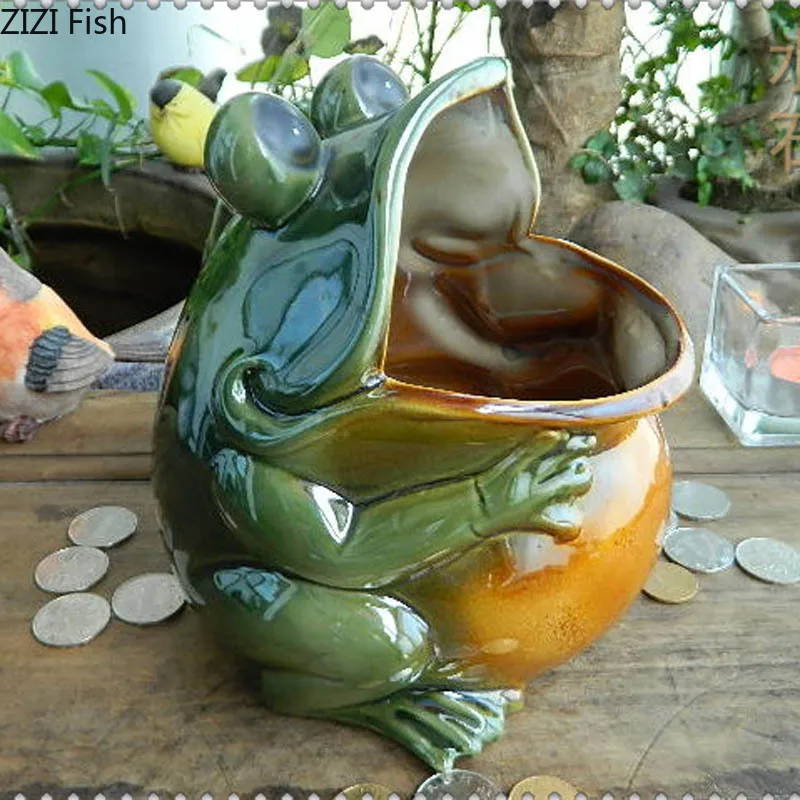 

Ceramic Ornaments Crafts Frog Storage Decorations Desktop Organizer Storage Box Animal Sculptures Statue Figurines Accessories