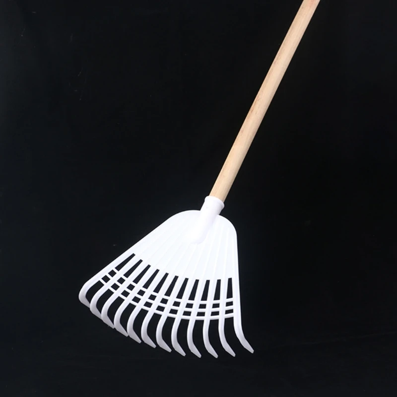 Rastrello per foglie Rastrello agricolo bianco Senza manico Rastrello per erba Pianta da fiore leggera