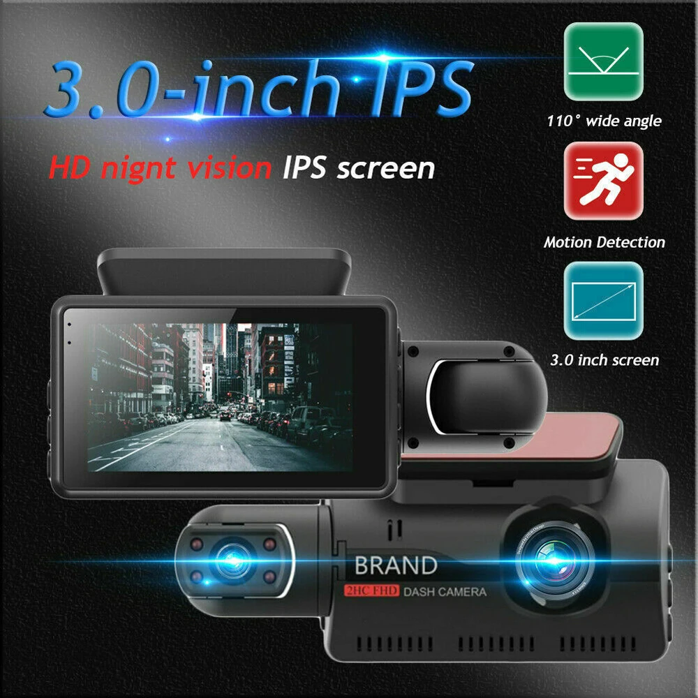 자동차 비디오 녹음기 대시 캠, FHD1080P 대시 캠, 자동차 블랙 박스, 3 인치 IPS 자동차 카메라, 녹음기 G-센서 루프 녹화, 자동차 Dvr, 2 렌즈