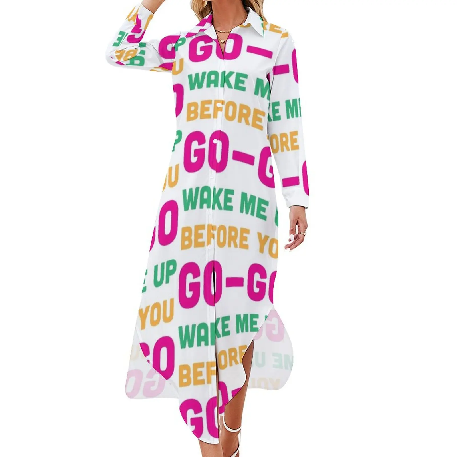 

Wake Me Up Before You Go Go Long Sleeved Shirt Dress Woman clothes women's clothing korea stylish women's dresses luxury