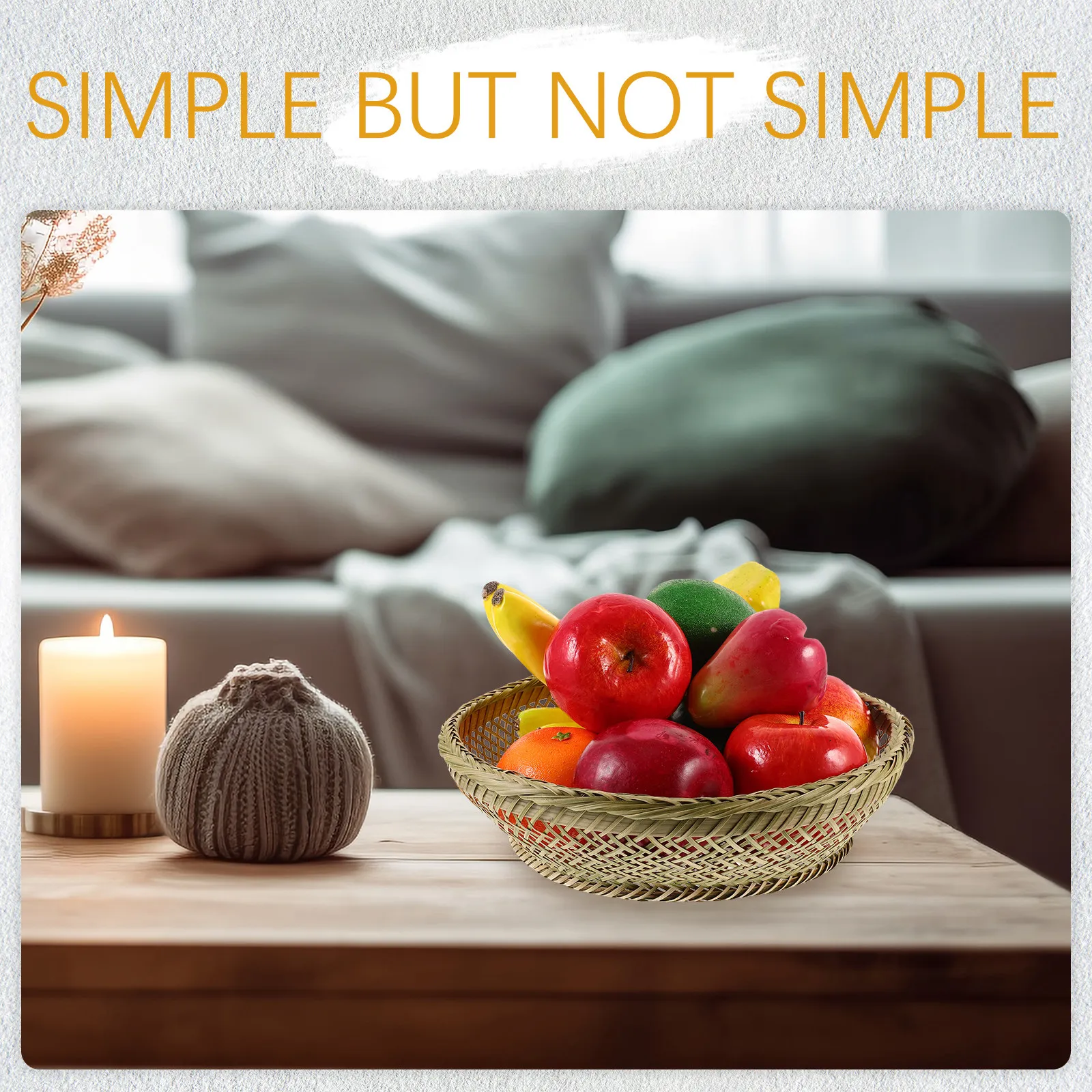 

1Pcs Handwoven Bamboo Storage Basket Olive Green Multi Purpose Fruit Egg Basket for Home Use Fashionable Rural Design