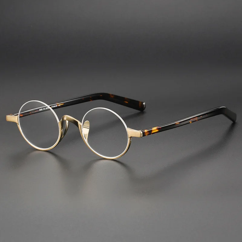 Brand Design Retro Small Round Half-Frame Glasses Men Women Semi-Rim Optical Spectacles Can Customize Myopia Presbyopia Lenses