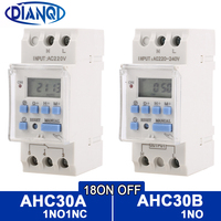 1pc AHC30A/AHC30B 40A 7 Days Din Rail LCD Weekly Programmable Electronic Timer Switch 1NO1NC 220VAC 12V24VDC 18ON/OFF Time Relay