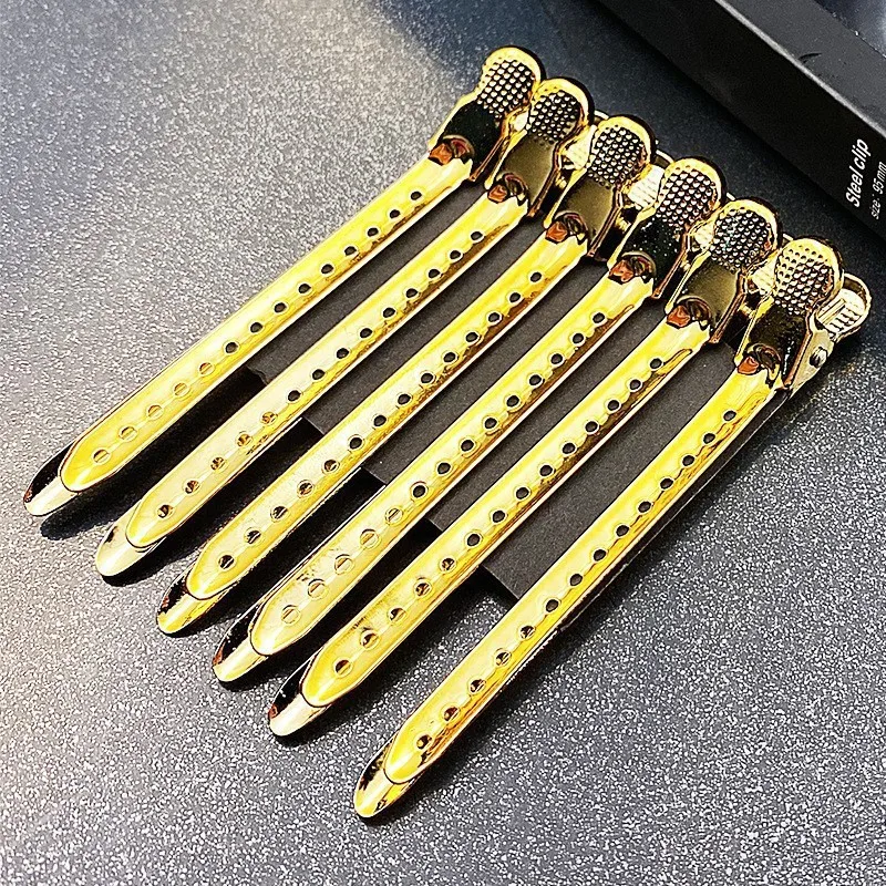 6pcs Stainless Steel Styling Hair Clip Hairdressing Sectioning Clips Clamps For Hairdressing Barber Hair Cut Use Styling Tools
