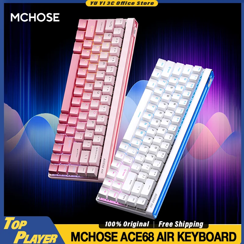 

MCHOSE Ace68 Air Gaming Keyboard 8K Solling Rate 128K Scan RGB Light Box Индивидуальный магнитный переключатель с эффектом Холла DKS MT SOCD