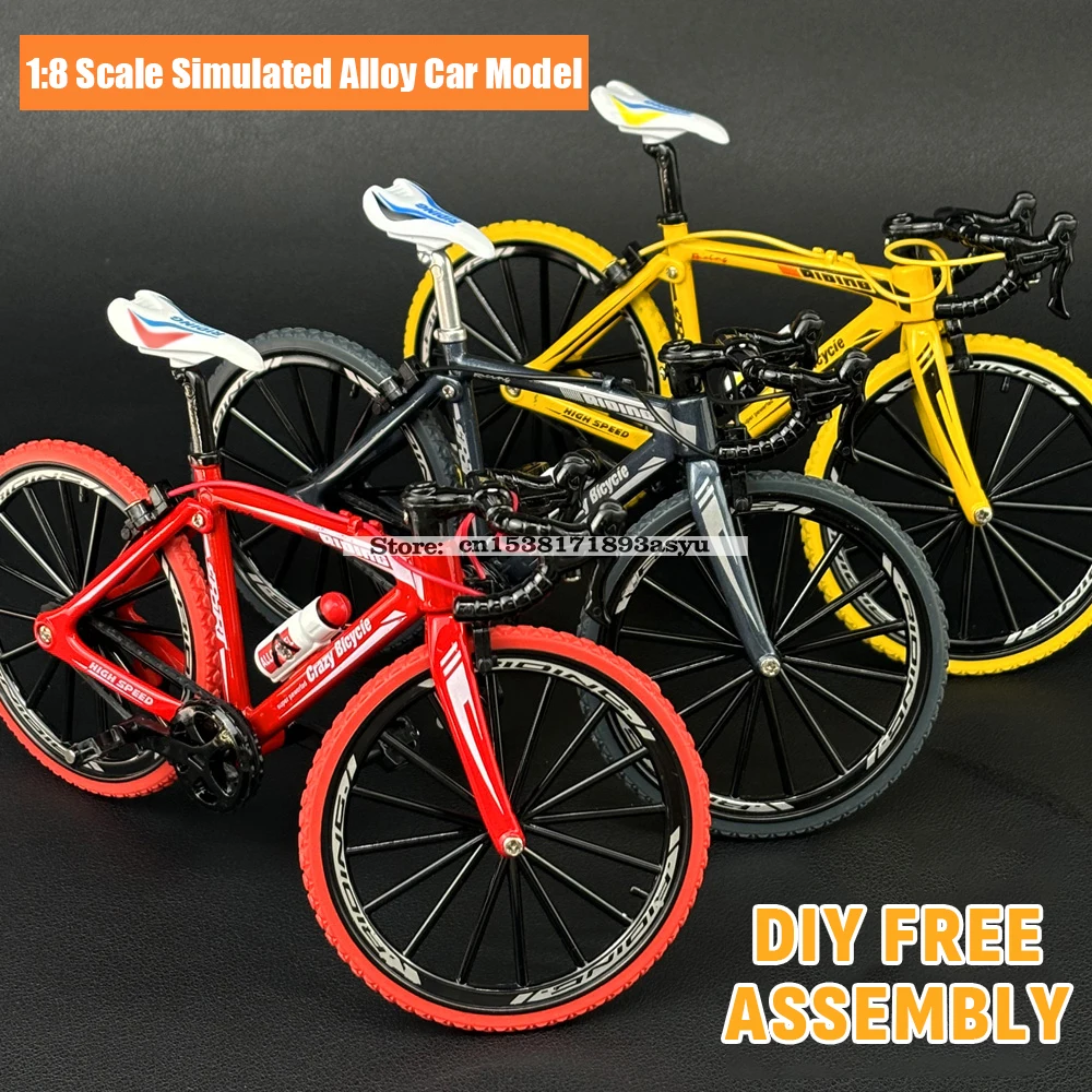 Mini 1:8 New Model Alloy Bicycle Diecast Finger Mountain Simulation Metal Bend Road Bike Collection Gifts Toys for children