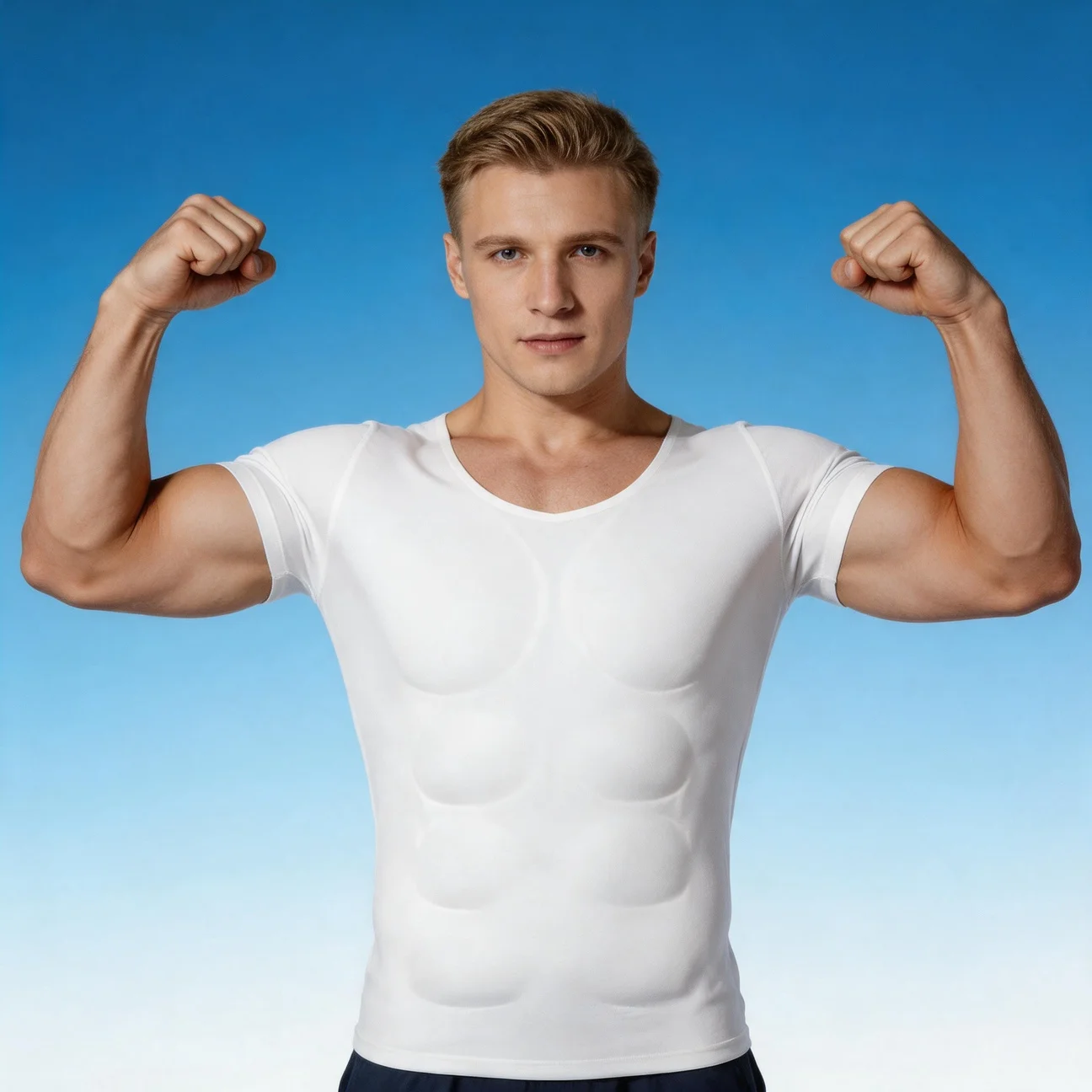 Man Shaper Fake Muscle Chest T-Shirt Cosplay Bodysuit Sponge Shoulders Padded Underwear Uniform T-Shirts Anime Muscle Shaper Top