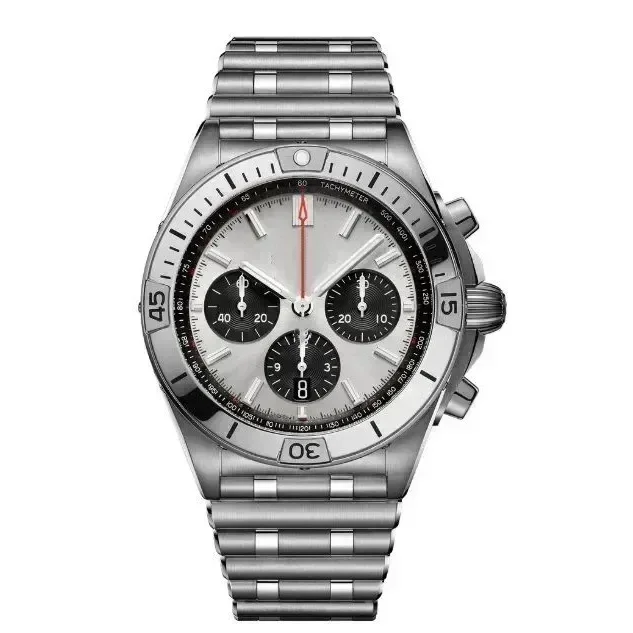 

2026High quality 46mm men's luxury quartz movement watch, chronograph, date multifunctional watch, stainless steel watch