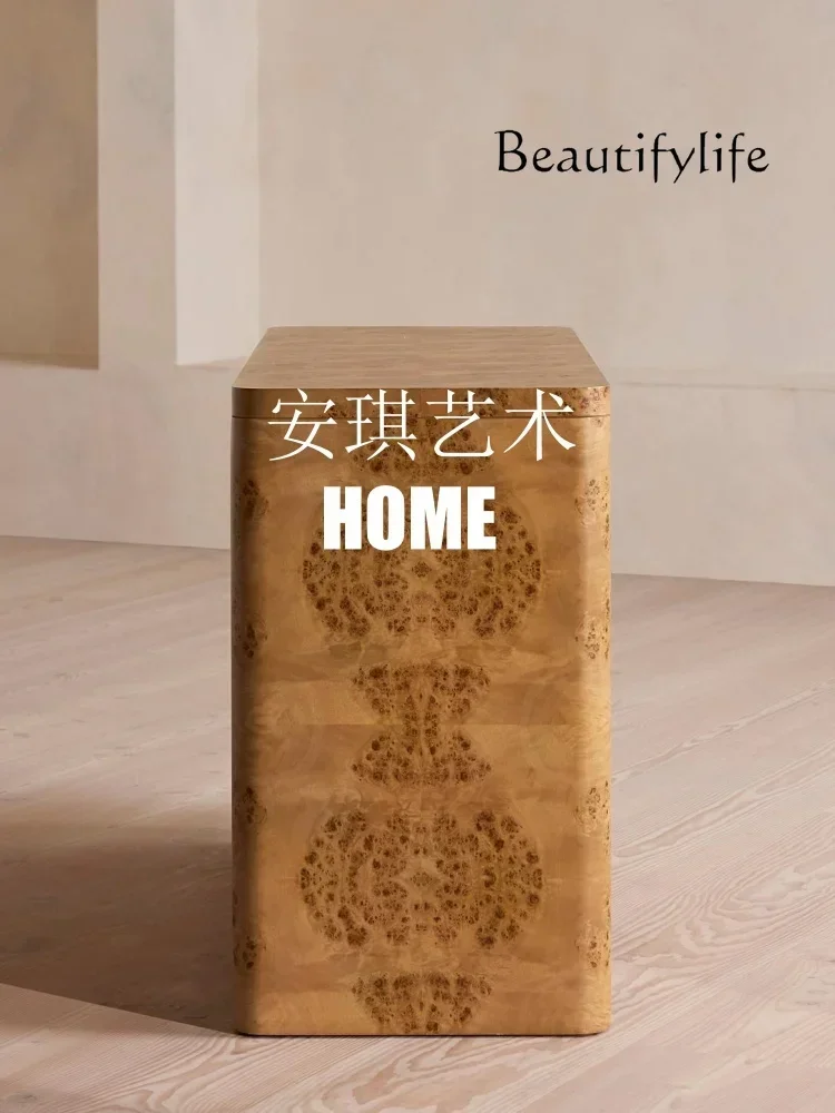 Q Y French Vintage Poplar Tumor Bark Bedroom Living Room Multifunctional Dining Side Cabinet Entrance Living Room Locker