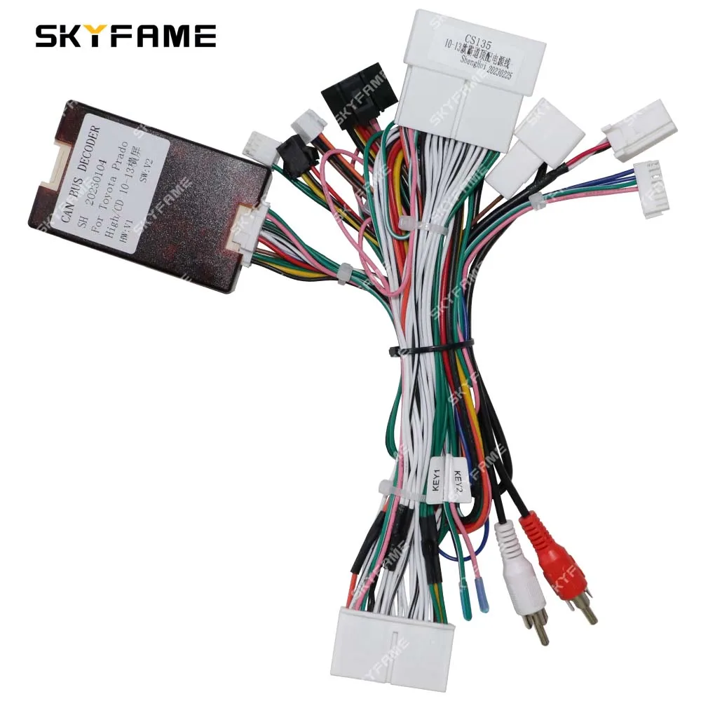 SKYFAME Car 16pin Wiring Harness Adapter Canbus Box Decoder Android Radio Power Cable For Toyota Land Cruiser Prado 150 LC150