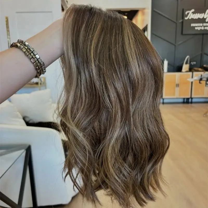 Damespruik Ombre Blond Bruin Los golvend haar Pruik Kanten pruiken Synthetische kanten pruiken Pruik Kort Bob Onzichtbare pruik 14 inch