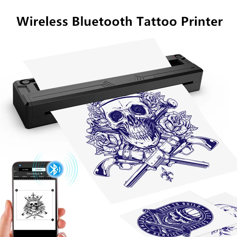 

Wireless Bluetooth Thermal Tattoo Printer with 10pcs Transfer Paper A4 Tattoo Stencil Printer Compatible with Phone/Tablet/PC