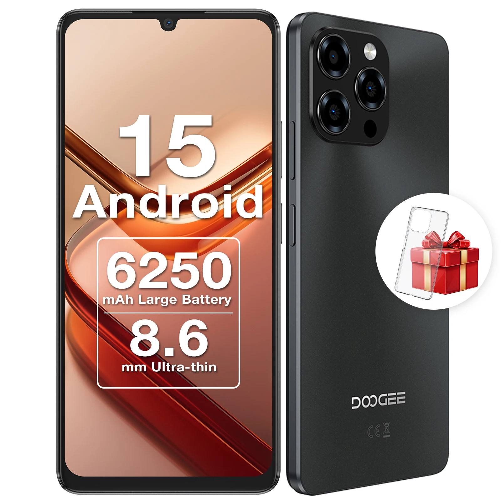 DOOGEE Note 58 Android 15 Smartphone 8GB 128GB 6,75 "HD + 90Hz Pantalla IPS 6250mAh Batería grande NFC Widevine L1 Teléfono celular