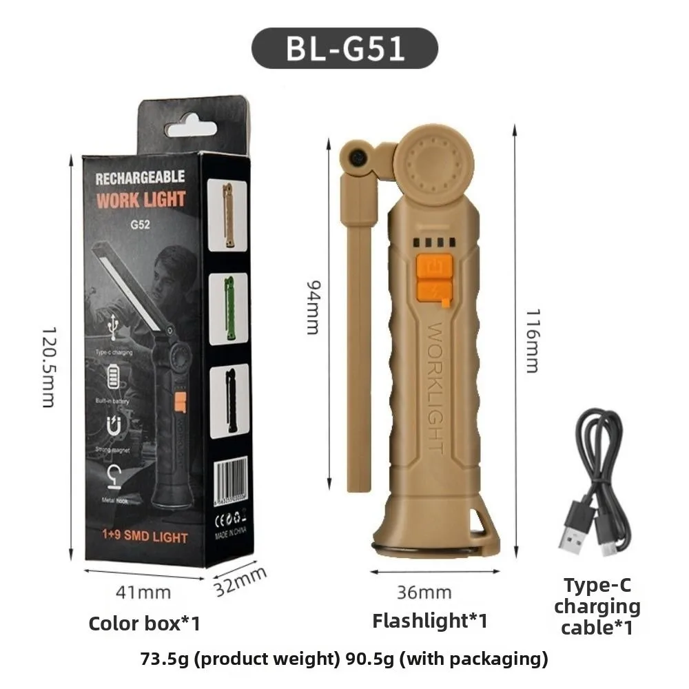 LED Flashlight Rechargeable with Magnet & Hook Work Light Waterproof Strong Light Handheld Searchlight