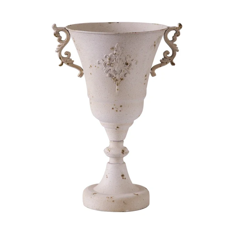 

American rural retro old wrought iron carved flower stand villa courtyard flower arrangement handicraft