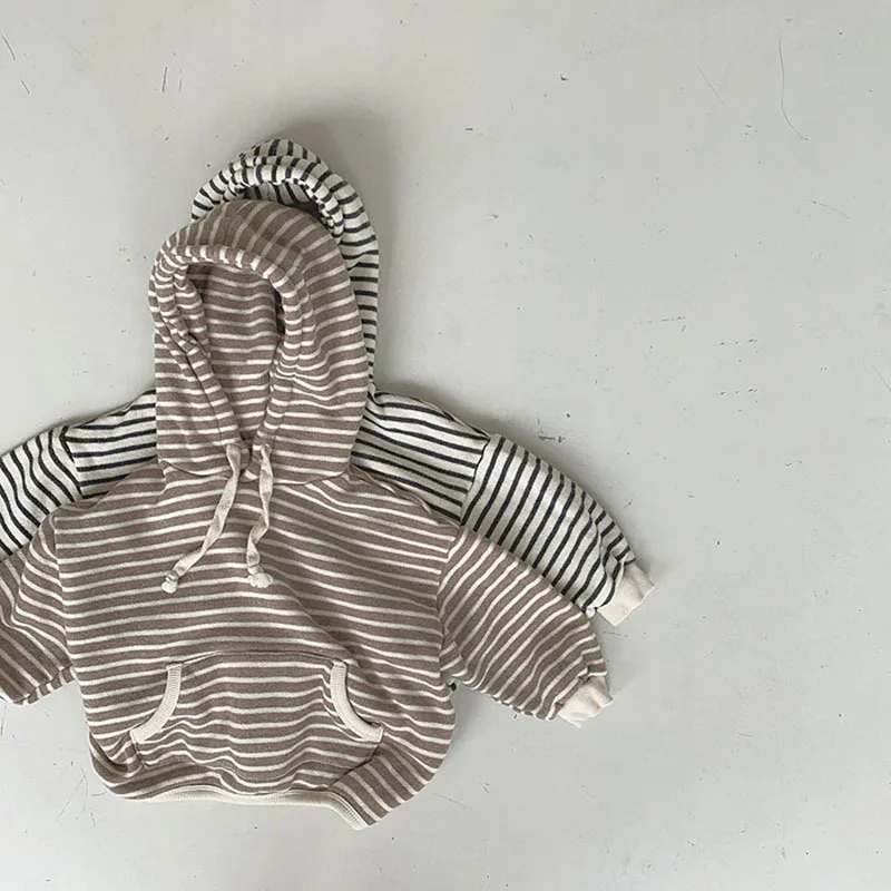 Kid Hoodie Kid Korean Style Children Wear Striped Casual Loose Hoodie Coat Boys and Girls Neutral Long Hoodie Autumn Jacket