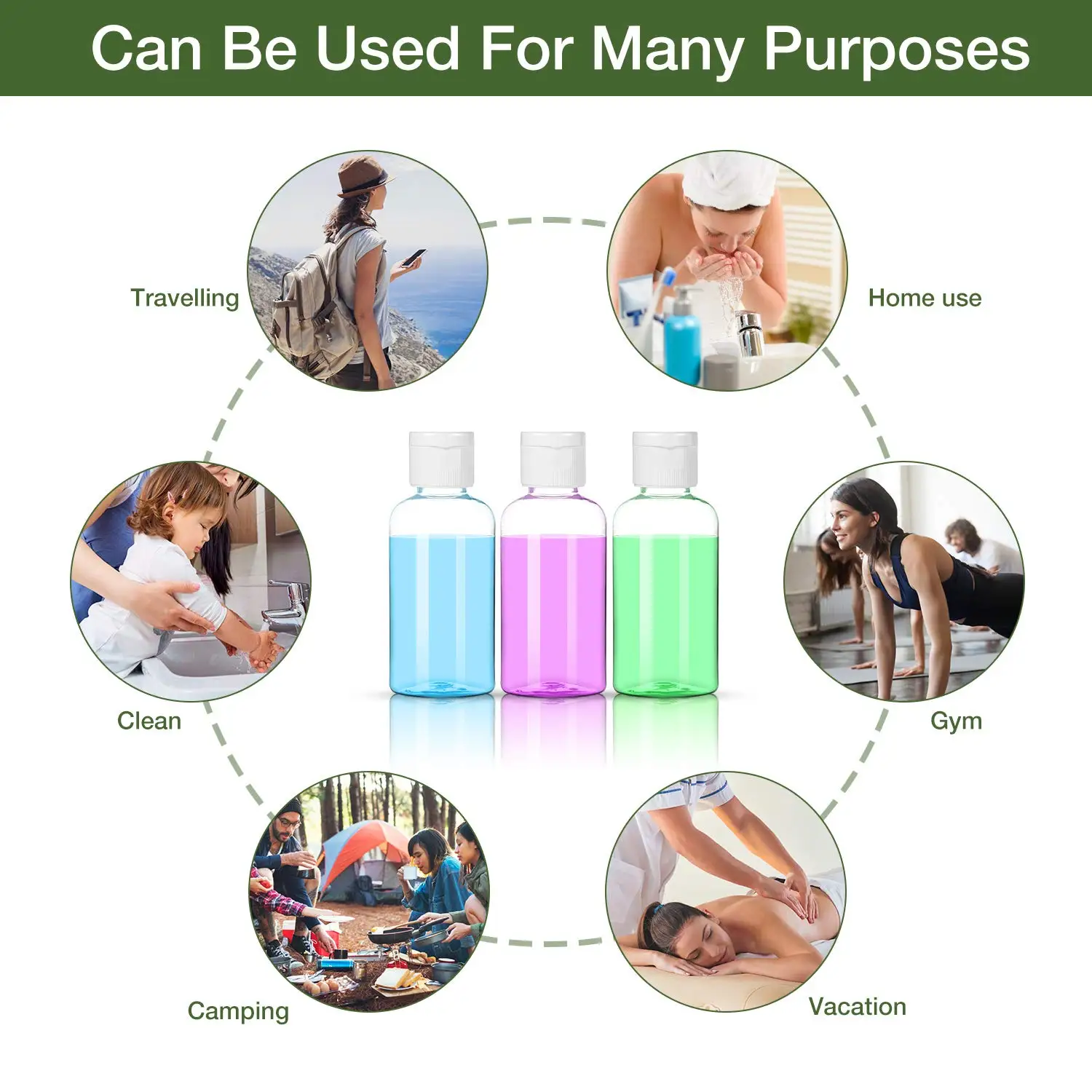 12 パック 1.7 オンス/50 ミリリットルプラスチック空ボトルクリアトラベルコンテナトラベルサイズボトルフリップキャップ付き絞り可能な詰め替えトイレタリー