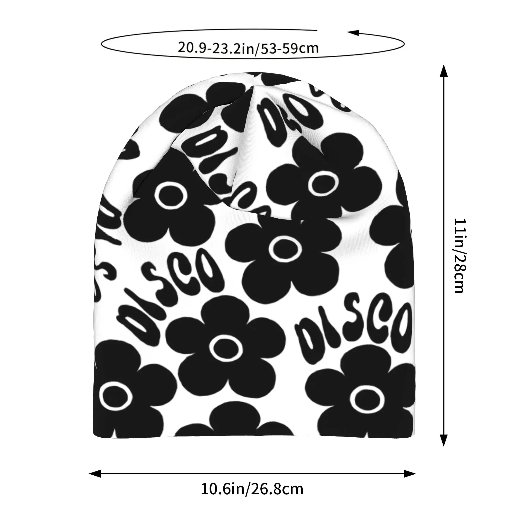 White And Black Groovy Disco 70S Thin Hat Bonnet Hats Autumn Styles  Skullies Beanies Caps Men Women's Hip Hop Ski Cap