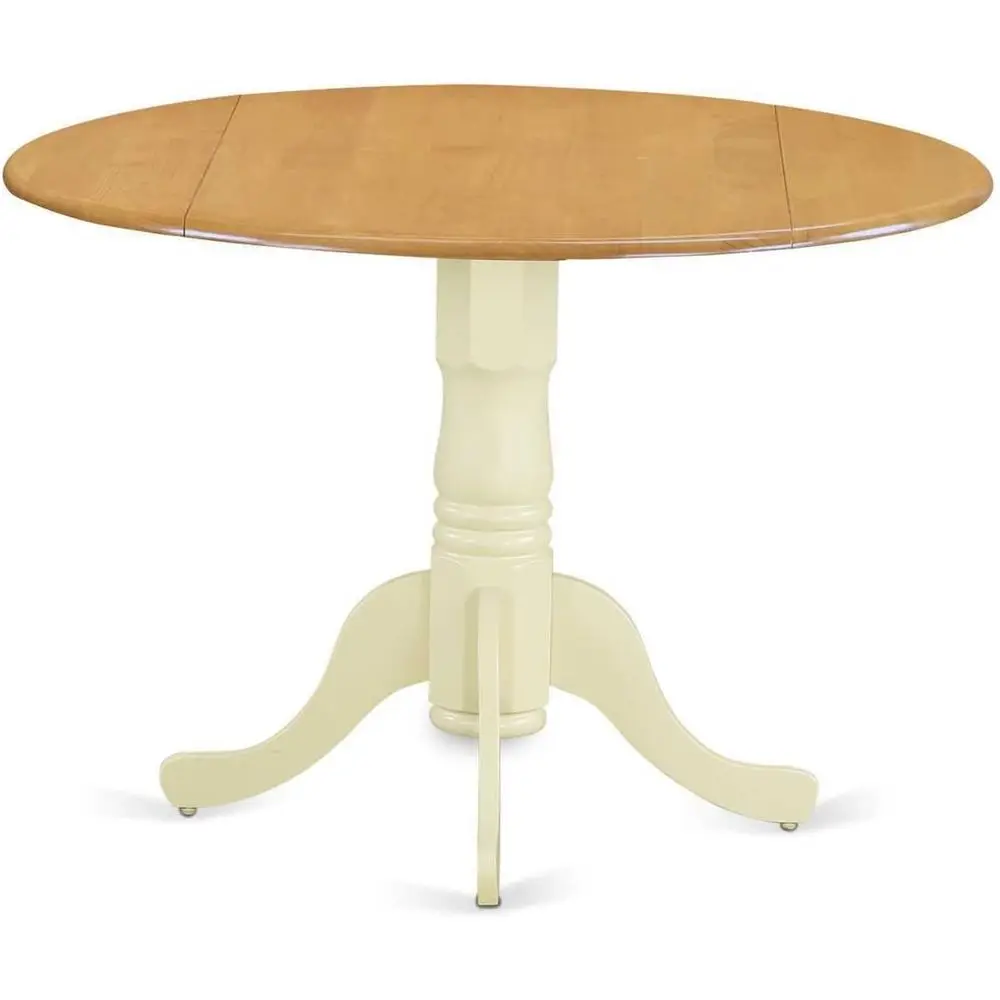 Elegant Antique-Style Round Dining Table in Oak and Buttermilk, Perfect for Small Spaces, 42 Diameter