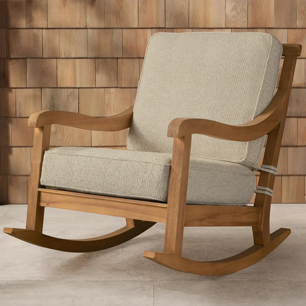 Elegant Modern Teak Patio Rocking Chair With 45D High Density Sponge For Comfortable Outdoor Living Portable Design Sofa Set