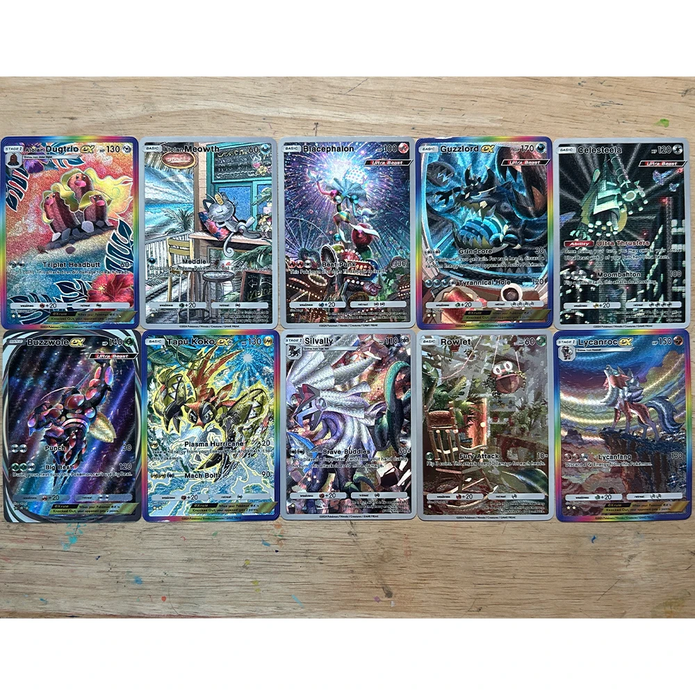 Carte de Collection série poche 10 pièces/ensemble, nouveau PTCG anglais Mewoth Eevee ronflex Sylveon, Texture de couleur en relief, carte Flash, cadeau pour enfant